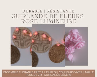 Heldere roze bloemenslinger | Led-licht| Kunstbloemenset | Interieur- en exterieurdecoratie