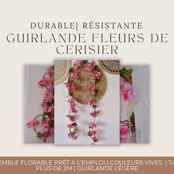 Guirlande de fleurs rose plus de 2m durable et résistance |  Ensemble de fleurs artificielles | Décoration intérieur & extérieur
