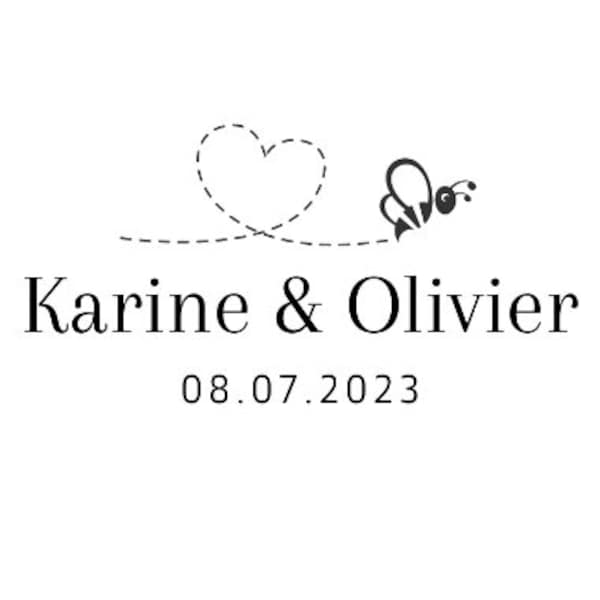 Étiquettes rectangulaires personnalisées avec logo, autocollants de mariage fond transparent ou blanc, noms personnalisés