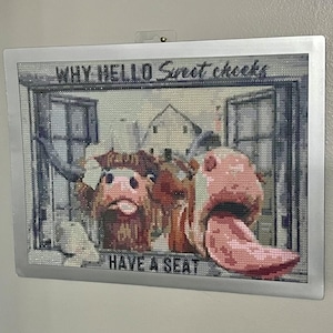 COMPLETED diamond painting - funny cows- WITH Frame