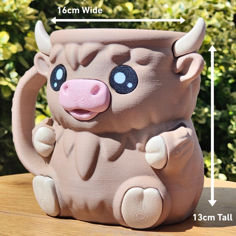 Ferdinand Highland Cow mug 16x13cm, quirky kitchen decor, kawaii gift with hidden snack drawer, unique coffee gift for holidays