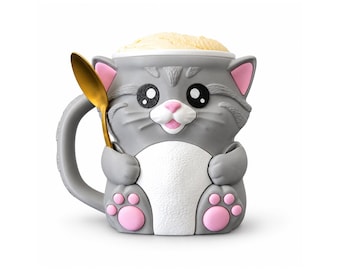 Cat Ice Cream Pint Holder: Funny Kitchen Decor, Kawaii Animal Gift
