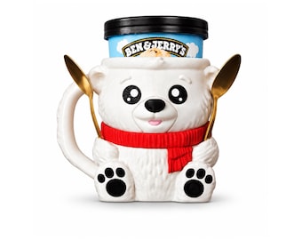 Polar Bear Ice Cream Pint Holder, Personalized Winter Kitchen Decor
