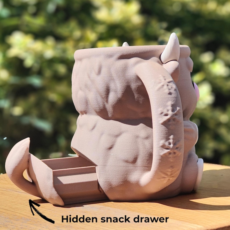 Ferdinand Highland Cow mug, quirky kitchen decor, kawaii gift with hidden snack drawer, unique coffee lover gift for holidays