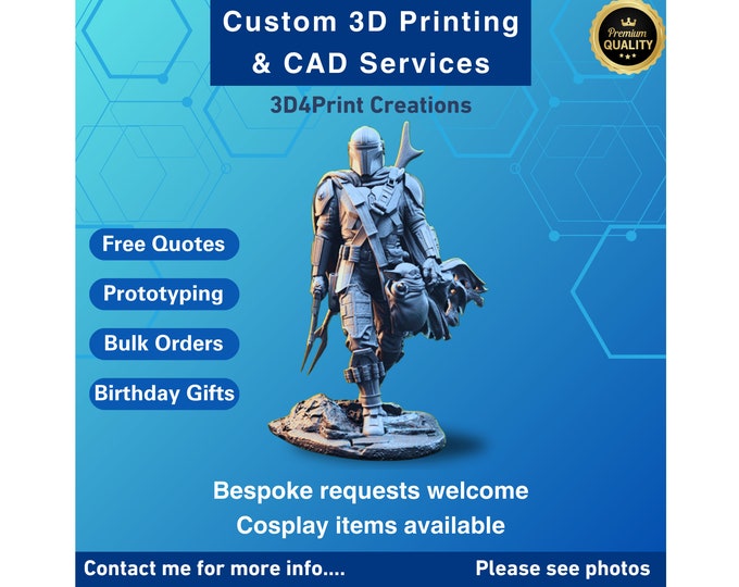 Featured listing image: Custom 3D Printing Service, Cosplay Props, CAD Design