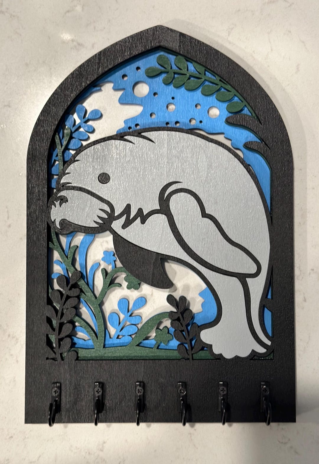 Handmade Manatee Key Holder: Basswood Ocean Wall Decor - Etsy