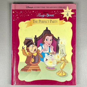 Libro vintage 1998 "Beauty and the Beast The Perfect Party" Walt Disney, Letteratura per bambini in carta con copertina rigida, Idea regalo da collezione.