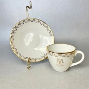 Antique Bauscher Weiden Bavaria Demitasse Cup and Saucer, White Gold Pattern Espresso Coffee Cup, Germany Bone China, Collectors Gift Idea.