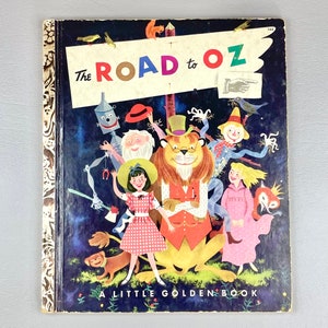 Vintage 1951 Edición “A” Pequeño libro dorado “El camino a Oz”, Literatura infantil en papel de tapa dura, Idea de regalo para coleccionistas.