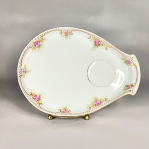 Antique Victoria Austria Oval Plate, Pink Roses Floral Decorations Marked, Gift for Collectors.