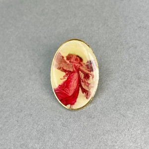 Vintage Angel with Child Oval Pin, Gold Tone Small Picture of Guardian Angel Lapel Scarf Pin, Estate Jewelry, Gift for Friend.