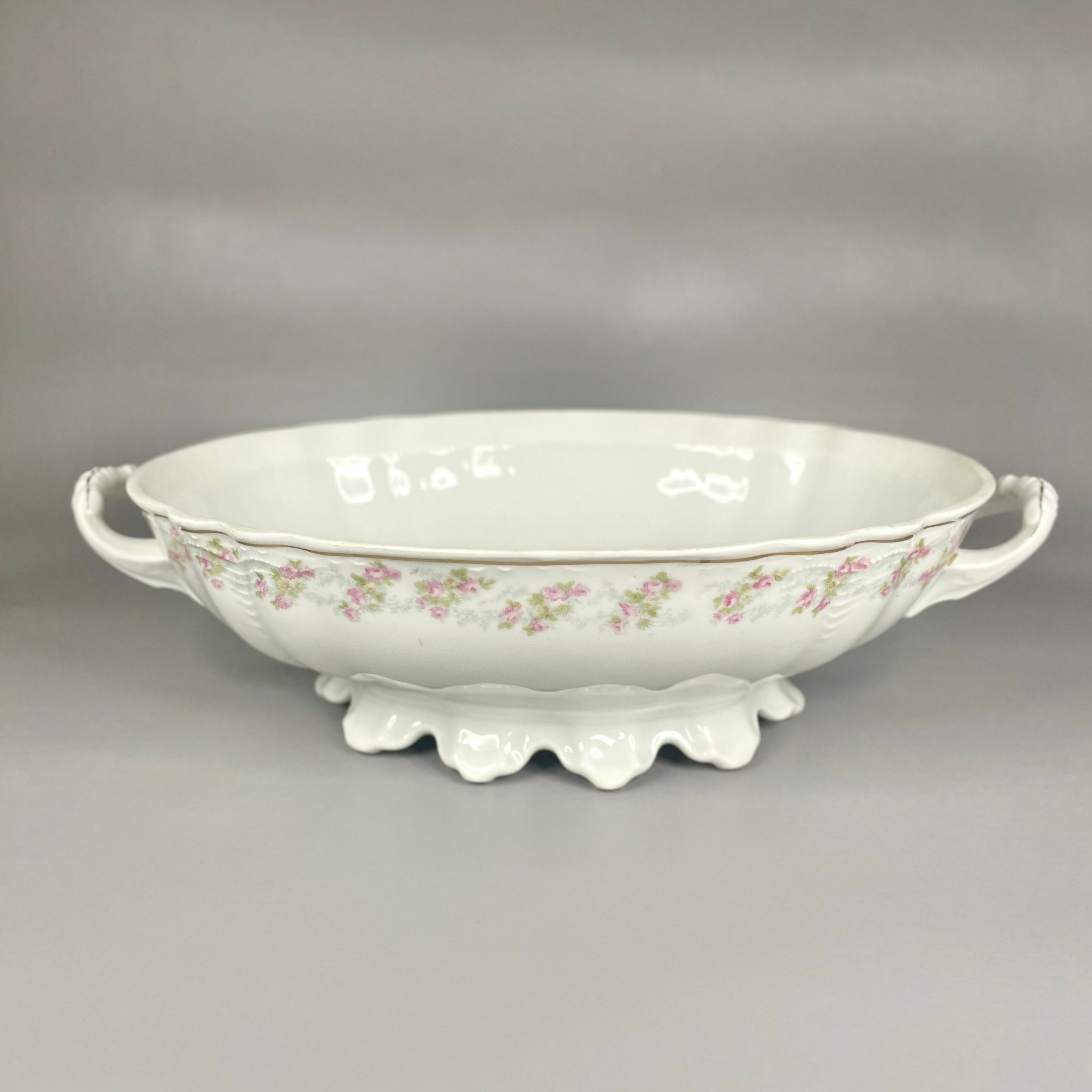Antique Habsburg China Austria Oval Fruit Serving Bowl, Marked Serving