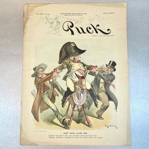 Antique 1896 Puck Paper Magazine May, Political Posters Journal, Over 100 years Item, Rare Collectible Gift for Friend.