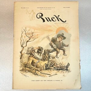 Antique 1892 Puck Paper Magazine March,  Political Posters Journal, Over 100 years Item, Rare Collectible Gift for Friend.