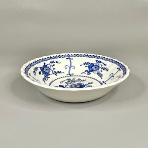 Vintage Jonson Bros Vegetable Mini Bowl, Blue Floral “Indies” Pattern England Marked 5 Inch White Deep Bowl, Ironstone Collectors Gift Idea.