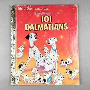 Stara, złota książeczka „101 dalmatyńczyków” Walta Disneya z 1991 r., twarda oprawa, literatura dziecięca, pomysł na prezent dla kolekcjonera.