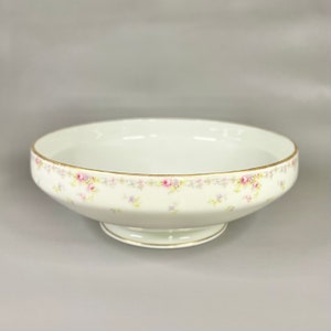 Antique Limoges Pedestal Bowl: Elite L Works Bawo & Dotter Pink Floral Compote