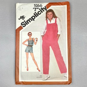 Vintage 1981 Simplicity # 5266 Sewing Cut Pattern, Size 10, Woman’s Misses Jiffy Pull-on Jumpsuit in Two Length, 1980s  Style.