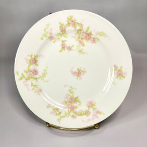 Antique Limoges Theodore Haviland Diner Plate, Pink Roses on White 6 inch Plate, Collectors Gift Idea.