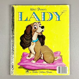 Stara, złota książeczka „Lady” Walta Disneya z 1954 r., twarda oprawa, literatura dziecięca, pomysł na prezent dla kolekcjonera.