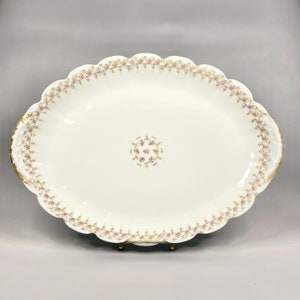 Antiker Limoges Theodore Haviland & Co. 16 Zoll Esszimmer Plater, weiß rosa Blumen Muster auf ovaler Platte, Sammler Geschenkidee.