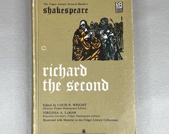 Vintage 1962-boek 'Richard the Second' van William Shakespeare, tragedie, klein boek met harde kaft.