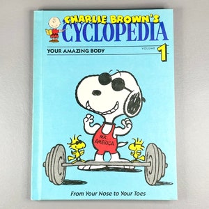 Vintage Book 1990 “Charlie Brown’s Encyclopedia, Your Amazing Body” Volume 1, Hardcover Paper Children’s Literature, Collector Gift Idea.