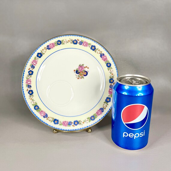 アンティーク リモージュ フランス デポーズ プレート：ピンク＆ブルー