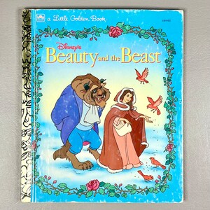 Piccolo libro d'oro vintage del 1991 "La bella e la bestia" Disney, letteratura per bambini in carta con copertina rigida, idea regalo da collezione.