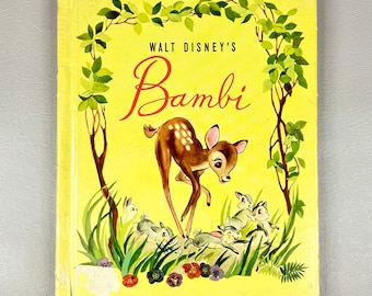 Vintage Book 1942 “Bambi” Walt Disney’s, Hardcover Paper Children’s Literature, Collector Gift Idea.