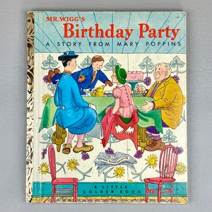 Vintage 1952 Edición “A” Pequeño libro dorado “Historia de la fiesta de cumpleaños Mary Poppins”, Literatura infantil en papel de tapa dura, Idea de regalo para coleccionistas.