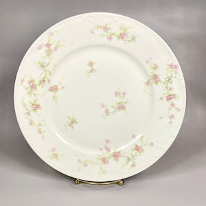 Antique Limoges Theodore Haviland Diner Plate, Pink Roses on White 9 inch Plate, Collectors Gift Idea.
