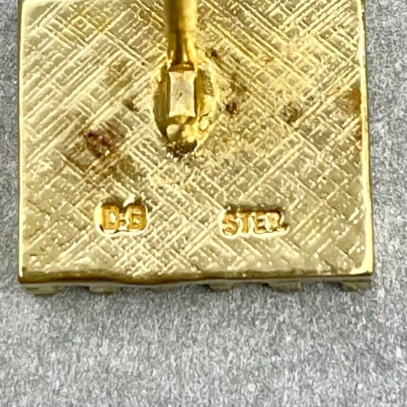 Gold Square Pin Vintage Gold Tone Sterling Silver Square Pin - After Midcentury - Etsy