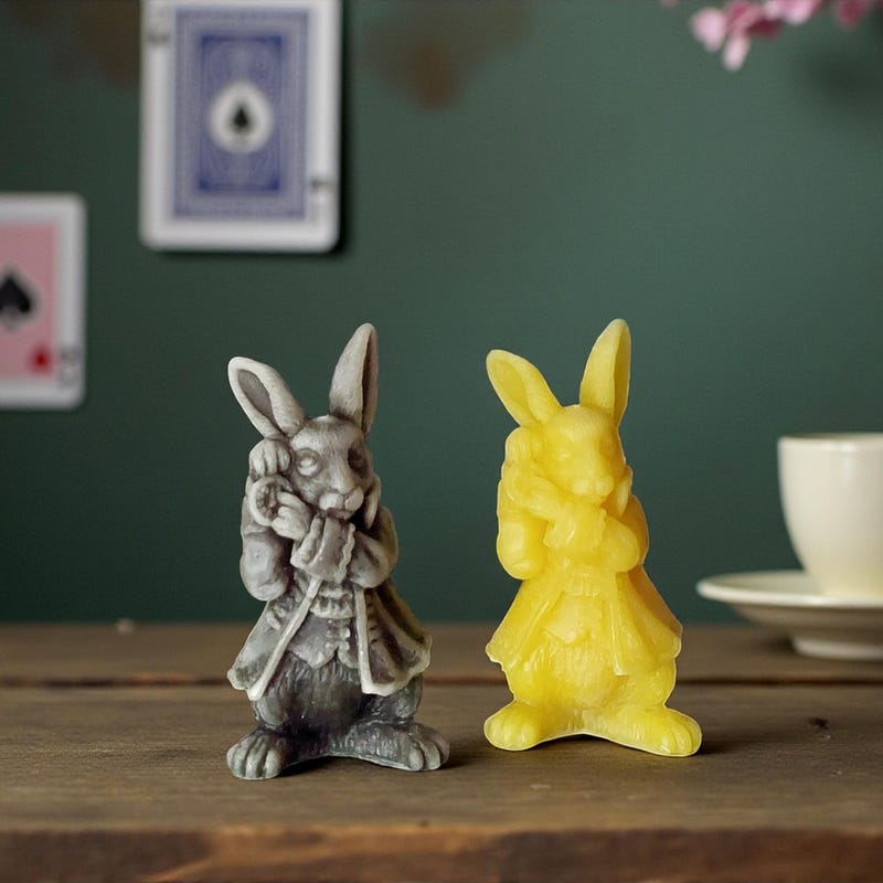 Rabbit With Clock Figurine - Etsy