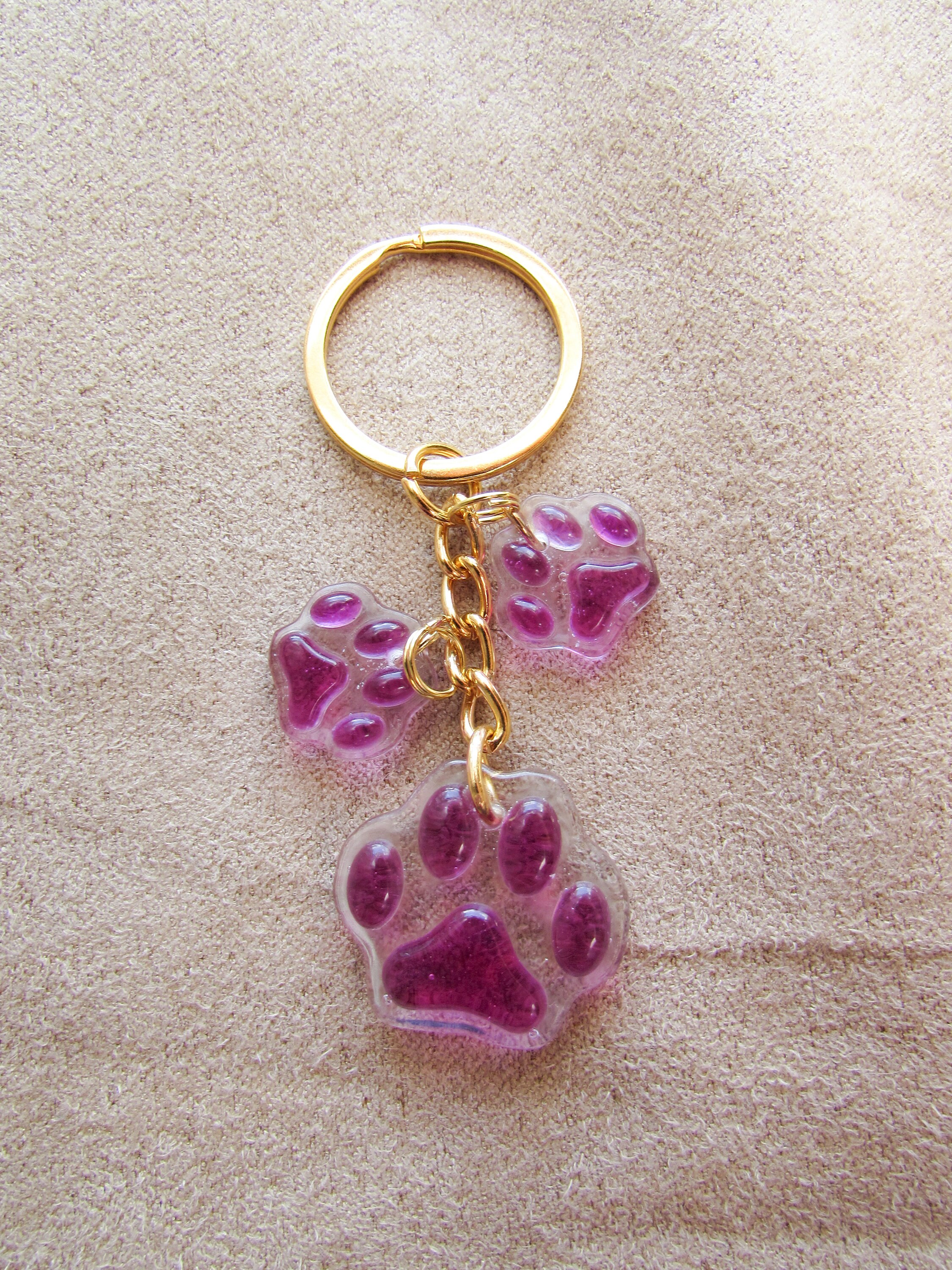 Clear Color Resin Paw Print Key Chains - Etsy