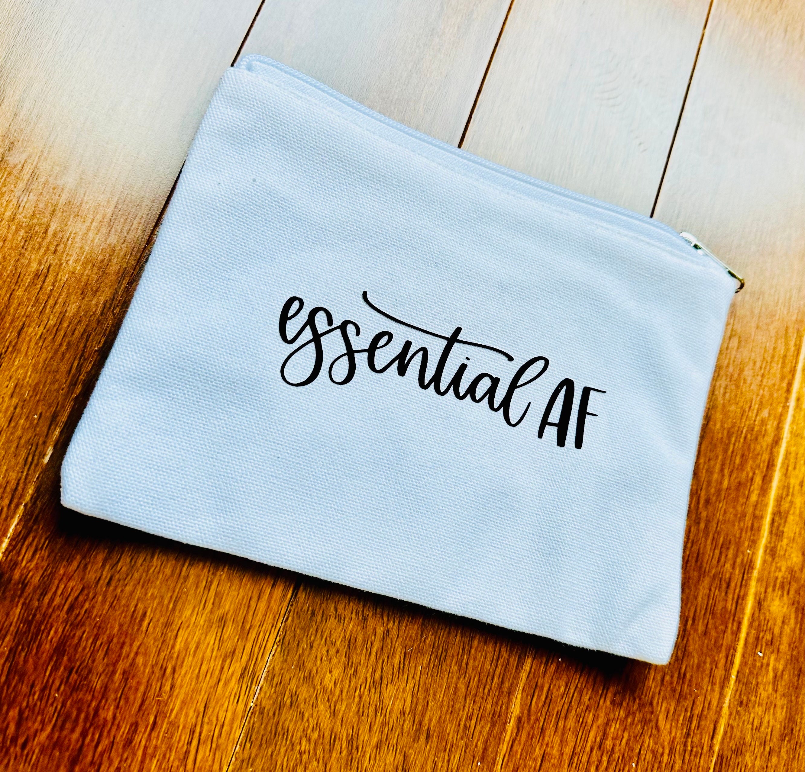 Essential AF Canvas Zipper Pouch | Funny Makeup Bag | Everyday Essentials Bag | Gift for Nurses, Teachers, Boss Babes & More