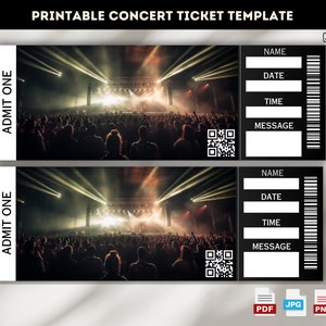 Bearbeitbare Konzertkartenvorlage, Veranstaltungsticket, individuelles Konzertkartengeschenk, Ticketvorlage, Konzertkarten, sofortiger Download, bearbeitbares PDF