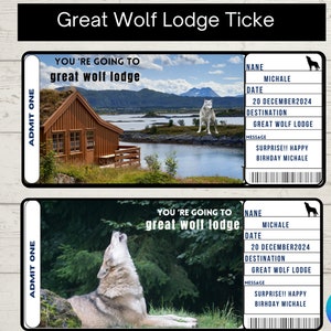 Great Wolf Lodge Ticket Template,Great Wolf Lodge Ticket,Custom Ticket, Ticket Template, Voucher Template, Surprise Trip Reveal