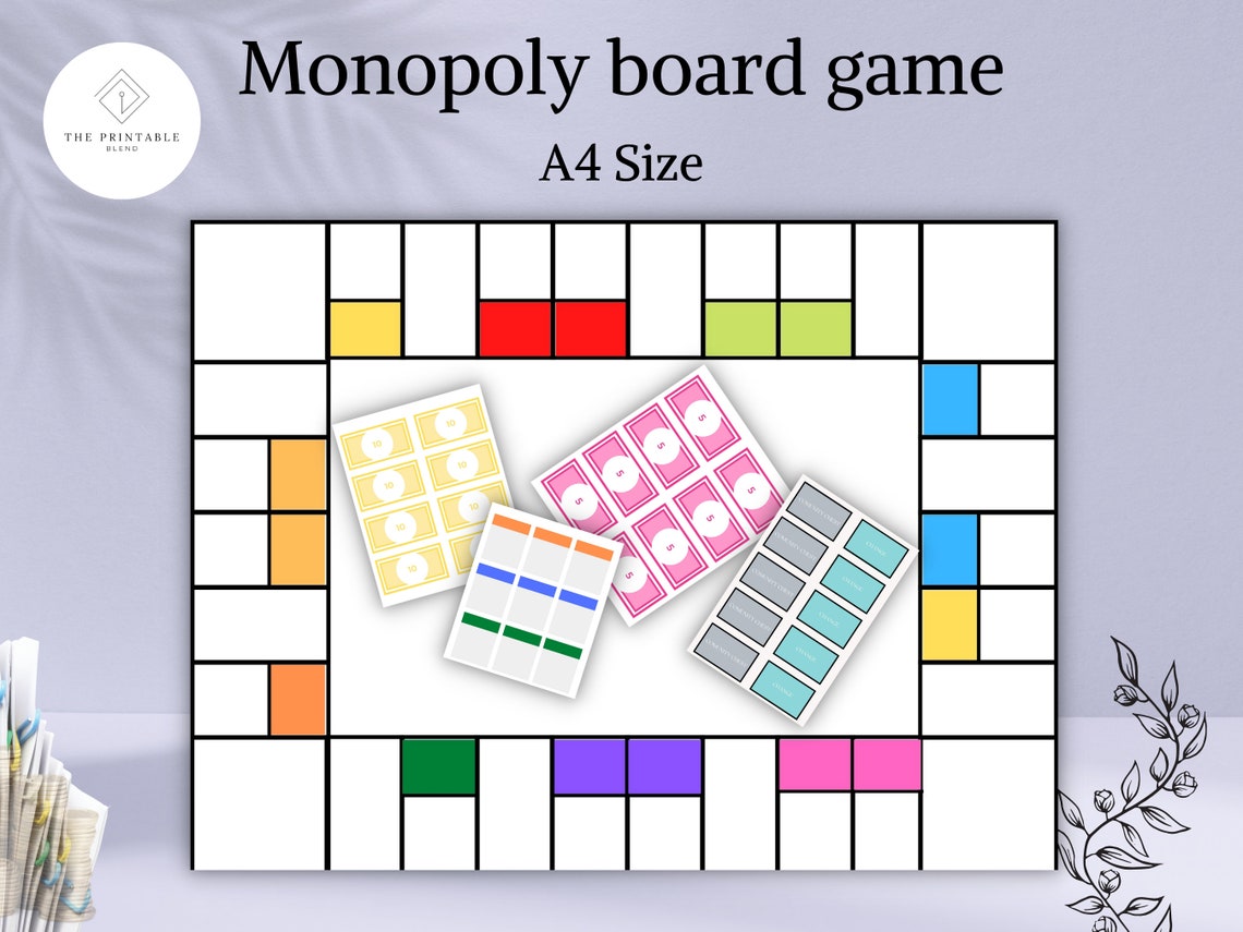 Blank Monopoly Board Game Template, Custom Monopoly Game, Party Game