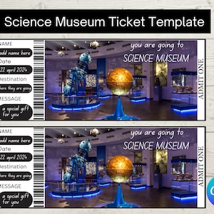 Science Museum Ticket Template: Surprise Trip Reveal (Digital Download)