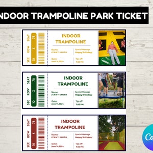 Trampoline Park Ticket Template: Surprise Reveal Gift (Instant Download)
