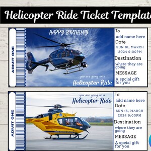Helicopter Ride Ticket Template, Custom Ticket,Helicopter Ride Ticket Ticket Template, Coupon Template, Canva Template, Personalized Gifts