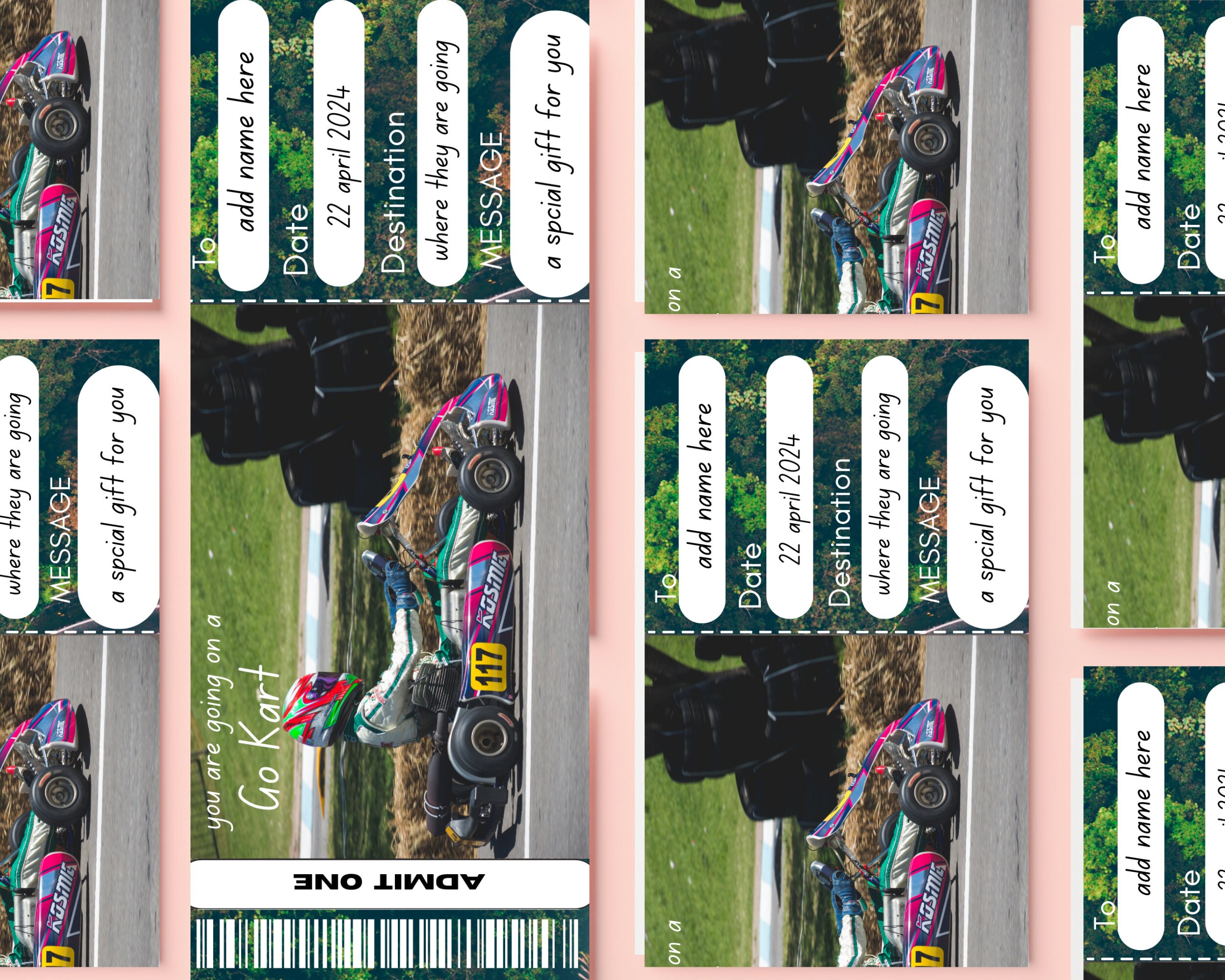Go Kart Racing Ticket Template, Ticket Template, Voucher Template ...