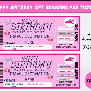 Alles Gute zum Geburtstag Geschenk Bordkarte Ticket Vorlage, Bearbeitbare Überraschungsreise Flugkarte, Geburtstag Flugkarte für Jungen und Mädchen