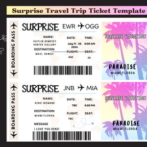 Editable Surprise Trip Boarding Pass Template (Digital Download)