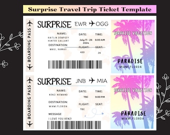 Editable Surprise Trip Boarding Pass Template (Digital Download)
