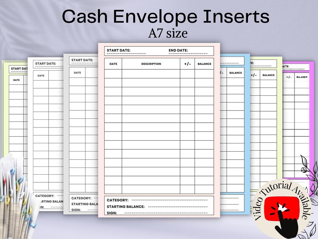 A7 Cash Envelope Insert Printable,spending Tracker,cash Envelope Label