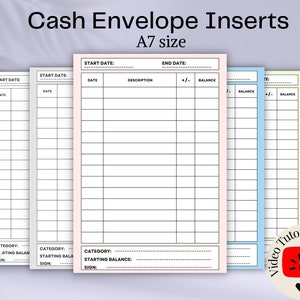 A7 Cash Envelope Inserts: Spending & Expense Tracker (Printable)