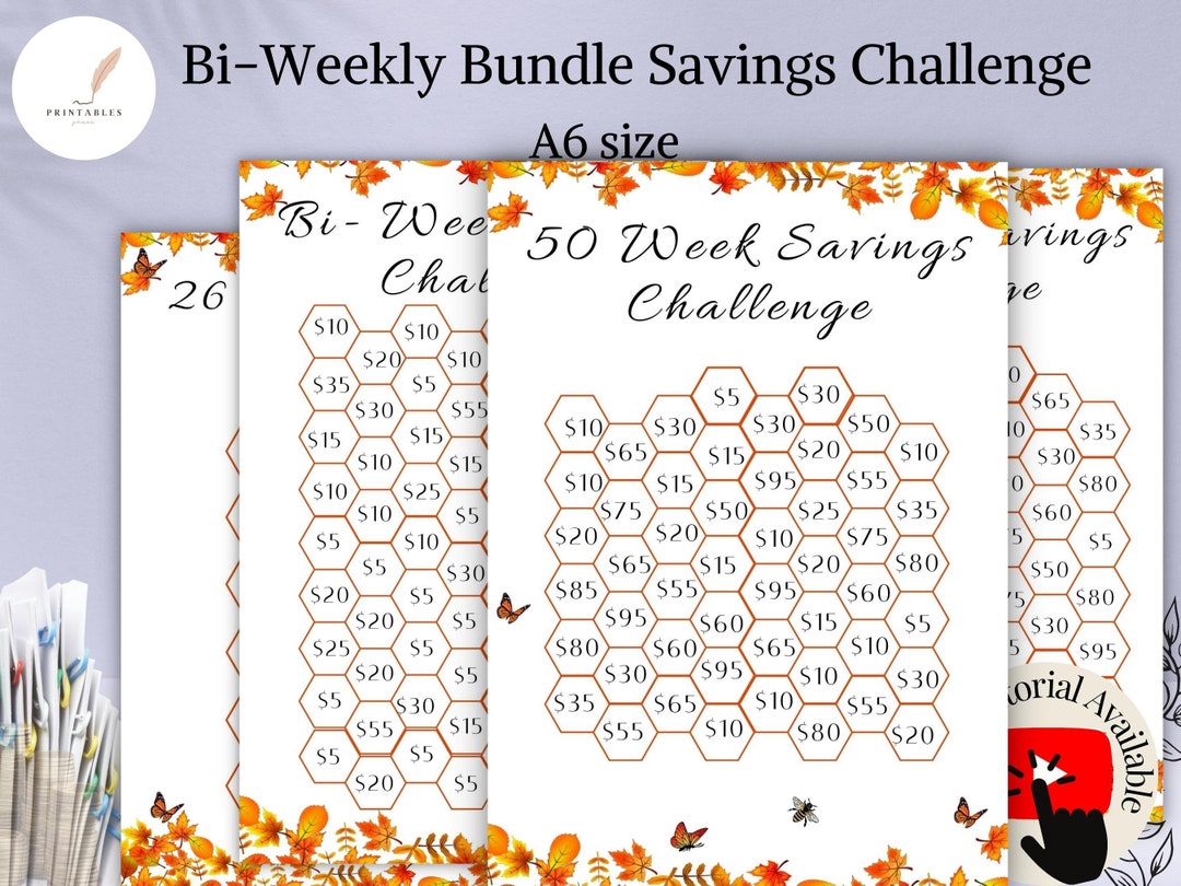 Biweekly Savings Challenge, A6 Savings Challenge, Mini Savings ...