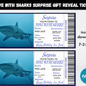 Shark Diving Gift Ticket Template: Surprise Reveal (Downloadable)